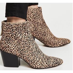 DOLCE VITA COLTYN ANKLE BOOT CALF FUR STACK HEEL BACK ZIP ANIMAL PRINT EDGY 6
